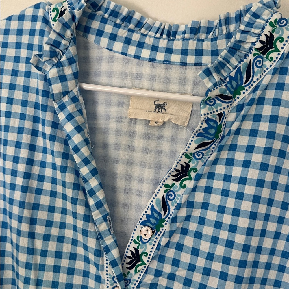 Printfresh Blue Gingham Tiered Button-Front Tunic - image 2